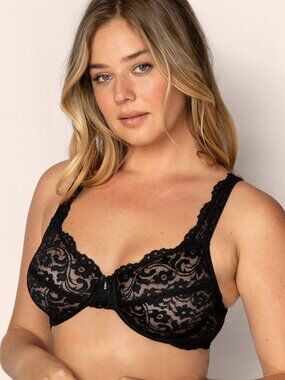 Smart & Sexy Signature Lace Unlined Underwire Bra 34DDD Black NWT